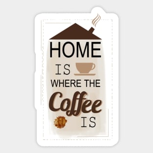 Home Is Where Coffee Is Text Art Sticker